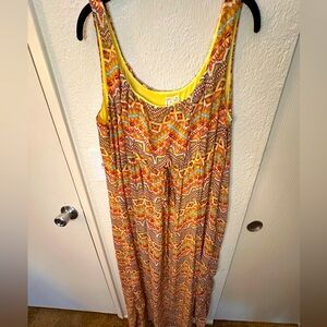 Emma and Michelle Aztec print, tank, floor length dress. Size 16 Plus.